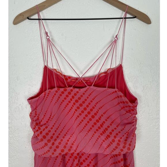 Urban Outfitters Pink Dot Wild Side Mesh Slip Midi Dress NWT Size Large - Picture 5 of 6